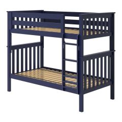 Solid Wood Bunk Bed w Vertical Ladder, All in One Design, Twin over Twin size, Blue