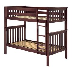 Solid Wood Bunk Bed w Vertical Ladder, All in One Design, Twin over Twin size, Espresso