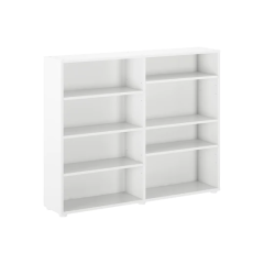 Hardwood Bookcase w 8 shelfs, Modular Collection. id 4680, White finish. By Bunk Beds Canada, selling solid wood beds since 2003.