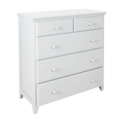 Solid Wood 2 over 3 Drawers Dresser, All In One Design, White