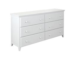 Solid Wood 6 Drawers Dresser, All In One Design, White