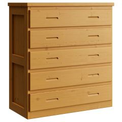 Solid wood five-drawer dresser, Cottage collection. Crate Design Furniture.  Model 7018. by Bunk Beds Canada of Vancouver.