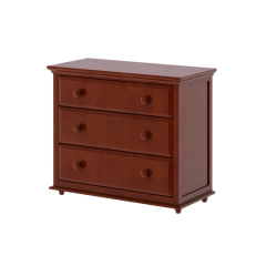 Hardwood Dresser, 3 Shelf Dresser with Crown & Base, Modular Collection. id BIG3, Natural finish. By Bunk Beds Canada, selling solid wood beds since 2003.