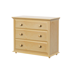 Hardwood Dresser, 3 Shelf Dresser with Crown & Base, Modular Collection. id BIG3, Natural finish. By Bunk Beds Canada, selling solid wood beds since 2003.