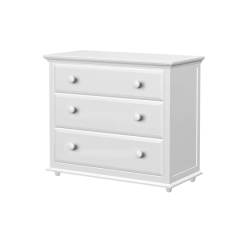 Hardwood Dresser, 3 Shelf Dresser with Crown & Base, Modular Collection. id BIG3, White finish. By Bunk Beds Canada, selling solid wood beds since 2003.
