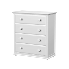 Hardwood Dresser, 4 Shelf Dresser with Crown & Base, Modular Collection. id BIG4, White finish. By Bunk Beds Canada, selling solid wood beds since 2003.
