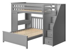 Twin size Staircase Loft bed with Desk over a full-size platform bed. Brighton1 Loft Bed. by Bunk Beds Canada of Vancouver.