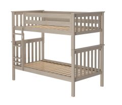 Solid Wood Bunk Bed w Vertical Ladder, All in One Design, Twin over Twin size, Stone