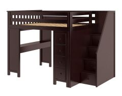 Solid wood Staircase Loft bed with Desk - All in One Design - Full Size. Buxton Lof Bed. by Bunk Beds Canada of Vancouver.