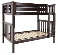 Solid Wood Bunk Bed w Vertical Ladder, All In One Design, Full over Full size, Espresso