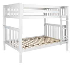 Solid Wood Bunk Bed w Vertical Ladder, All In One Design, Full over Full size, White