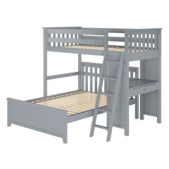 Solid wood twin Desk Loft Bed with a full-size bed. Canterbury2 Loft Bed. by Bunk Beds Canada of Vancouver.