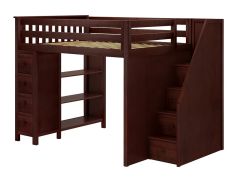 Solid wood Staircase Loft Bed with storage - All in One Design - full size. Cheltenham Bed. by Bunk Beds Canada of Vancouver.