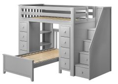 Twin size Storage Loft bed with stairs plus a twin size platform bed. Chester2 Bed. by Bunk Beds Canada of Vancouver.
