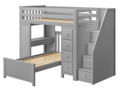 Twin Size Staircase Loft bed with Desk plus a Twin Size Platform Bed. Chester4 Bed. by Bunk Beds Canada of Vancouver.
