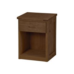 Image of a Solid Wood Nightstand, or night table, with one drawer and Open Shelf at 30" Height in Brindle Finish. Made in Canada By Crate Design. From Bunk Beds Canada of Vancouver.