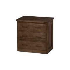 Solid Wood Chest of Drawers with three Drawers in Brindle Color. Made in Canada by Crate Design. From Bunk Beds Canada of Vancouver.