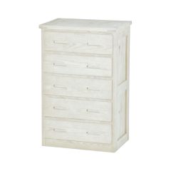 Solid Wood Chest - Cottage Collection - 5 Drawers - White Stain