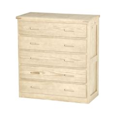 Solid Wood Dresser - Cottage Collection - 5 Drawers - Unfinished