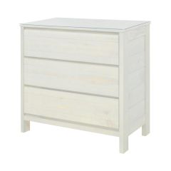 Solid Wood Chest- WildRoots Collection - w Glass Top - 3 Drawers
