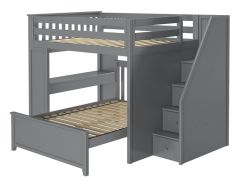 Full size Staircase Loft bed with Desk over a full size platform bed. Fulham1 Loft Bed. by Bunk Beds Canada of Vancouver.