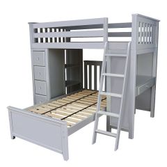 Solid Wood Storage Loft Bed with desk and storage twin size - All in One Design. Kensington1 Bed. by Bunk Beds Canada of Vancouver.