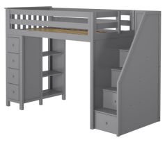 Solid Wood staircase Loft bed with storage - All in One Design - Twin Size. Oxford Loft Bed. by Bunk Beds Canada of Vancouver.