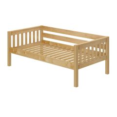 Solid Hardwood Daybed w Back Guard Rail - Modular Design - Slatted - 31" H - Twin - Natural