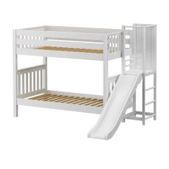 Solid Hardwood Bunk Bed w Slide Platform End, 66 H. Modular Design. Holds 400 lb of weight per deck. For kids or adults. By Bunk Beds Canada. Since 2003.