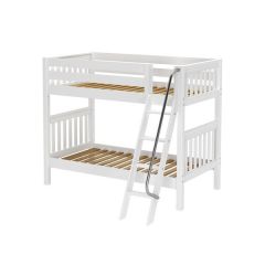 Solid Hardwood Bunk Bed w Angle Ladder, 66 H. Modular Design. Holds 400 lb of weight per deck. For kids or adults. By Bunk Beds Canada. Since 2003.
