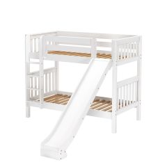 Solid Hardwood Bunk Bed w Vertical Ladder and Slide, 66 H. Modular Design. Holds 400 lb of weight per deck. By Bunk Beds Canada. Since 2003.