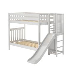 Solid Hardwood Bunk Bed w Slide Platform End, 71 H. Modular Design. Holds 400 lb of weight per deck. For kids or adults. By Bunk Beds Canada. Since 2003.