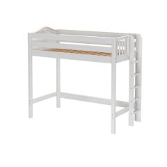 Solid Hardwood Loft Bed w Vertical Ladder on End - Modular Design - Curved - 71" H - Twin - White