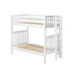 Solid Hardwood Bunk Bed w Vertical Ladder on End, 71 H. Modular Design. Holds 400 lb of weight per deck.By Bunk Beds Canada. Since 2003. 