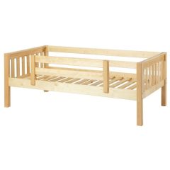 Solid Hardwood Daybed w Back and Front Guard Rail - Modular Design - Slatted - 31" H - Twin - Natural