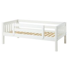Solid Hardwood Daybed w Back and Front Guard Rail - Modular Design - Slatted - 31" H - Twin - White