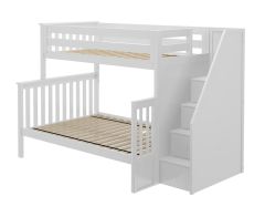 Solid Wood Staircase Bunk Bed - All In One Design - Twin over Twin - White colour. Newcastle Bunk Bed. by Bunk Beds Canada of Vancouver