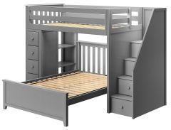 Solid Wood Staircase Loft bed with storage and platform bed - All in One Design - Twin Size. Oxford1 Loft Bed. by Bunk Beds Canada of Vancouver.