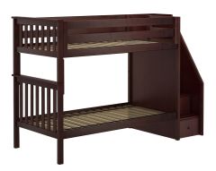 Solid Wood Staircase Bunk Bed, All In One Design, Twin over Twin size Espresso