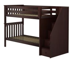 Solid Wood Staircase Bunk Bed - All In One Design - Twin over Twin - White colour. Sunderland Bunk Bed. by Bunk Beds Canada of Vancouver