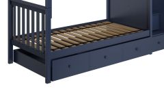 Solid Wood Trundle Storage Bed,  All in One Design, Blue
