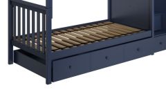 Solid Wood Storage Trundle Bed w Divider - All in One Design - Blue