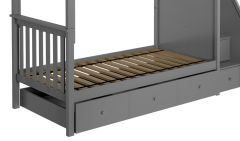 Solid Wood Trundle Storage Bed,  All in One Design, Grey