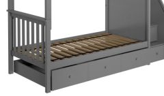 Solid Wood Storage Trundle Bed w Divider - All in One Design - Grey