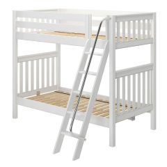 Solid Hardwood Bunk Bed w Angle Ladder, 71 H. Modular Design. Holds 400 lb of weight per deck. For kids or adults. By Bunk Beds Canada. Since 2003.