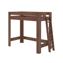 Plywood Loft Bed w Angled Ladder on End - Pacific Collection - 73" H - Twin XL - Dark Brown