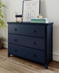 Solid Wood 3 Drawers Dresser, All In One Design, Blue