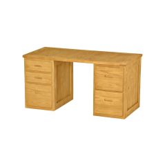 Solid Wood Desk - 3 Drawers Left Side and 2 Drawers Right Side - Cottage Collection - 58" - Natural