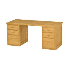 Solid Wood Desk - 3 Drawers Each Side - Cottage Collection - 66" - Natural