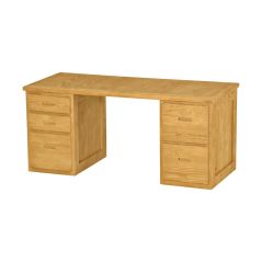 Solid Wood Desk - 3 Drawers Left Side and 2 Drawers Right Side - Cottage Collection - 66" - Natural